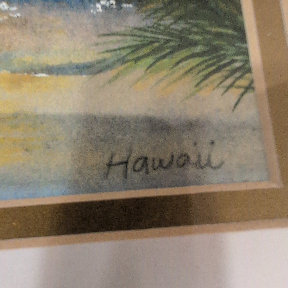 Rebecca Lowell Hawaii Art Print Framed Cats Beach Sunset Gold Ornate Frame - Picture 4 of 7